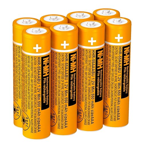 BENNTOP 8 Pack NI-MH AAA Rechargeable Battery 550mah 1.2V AAA Batteries for Panasonic Cordless Phones,Remote Controls,Electronics HHR-55AAABU