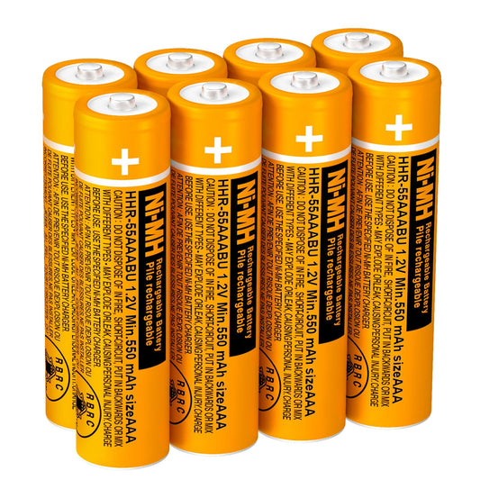 BENNTOP 8 Pack NI-MH AAA Rechargeable Battery 550mah 1.2V AAA Batteries for Panasonic Cordless Phones,Remote Controls,Electronics HHR-55AAABU