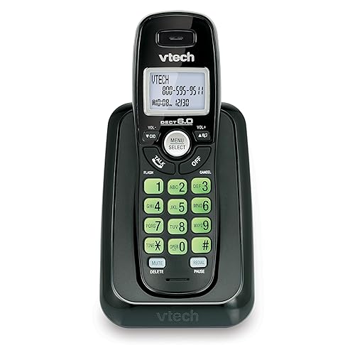 VTech CS6114-11 DECT 6.0 Cordless Phone with Caller ID/Call Waiting, Black with 1 Handset