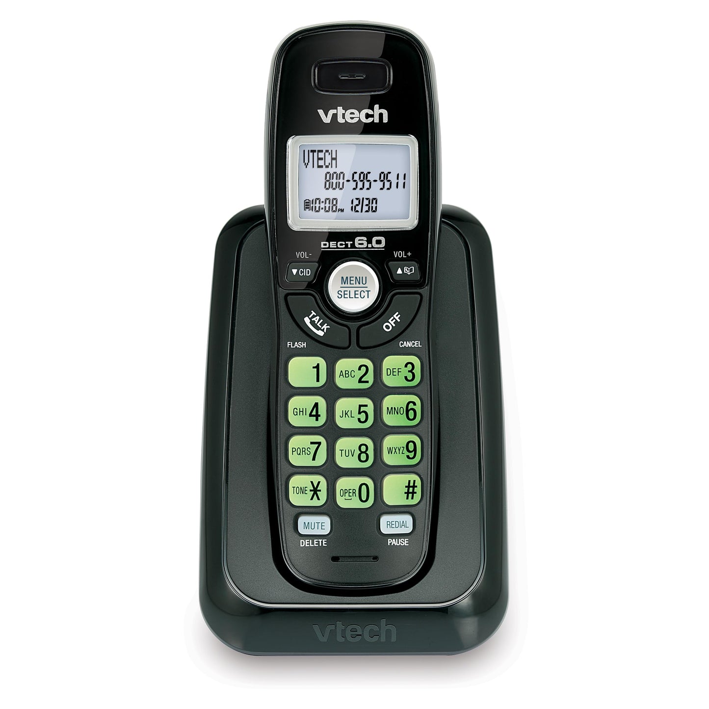 VTech CS6114-11 DECT 6.0 Cordless Phone with Caller ID/Call Waiting, Black with 1 Handset