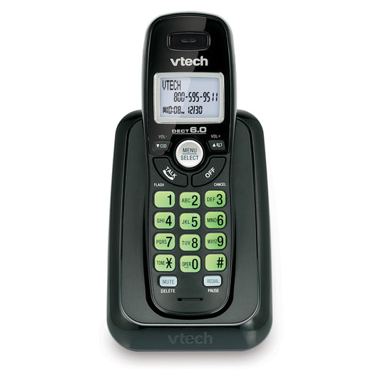 VTech CS6114-11 DECT 6.0 Cordless Phone with Caller ID/Call Waiting, Black with 1 Handset