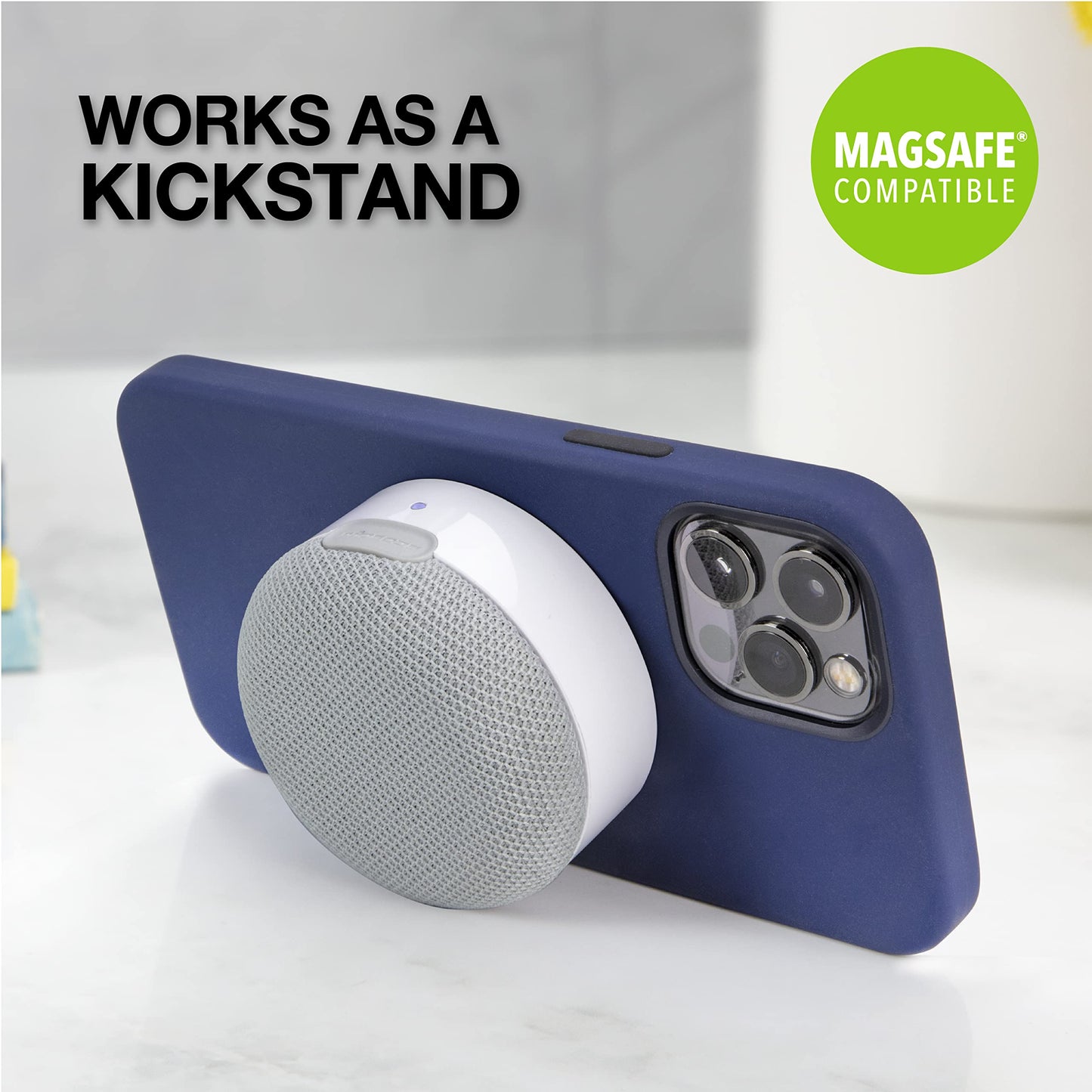 Scosche BTMSSWT-SP BoomCan MS Portable Magnetic True Wireless Bluetooth Speaker Compatible with MagSafe iPhone 16/15/14/13/12/Pro/Pro Max, Works