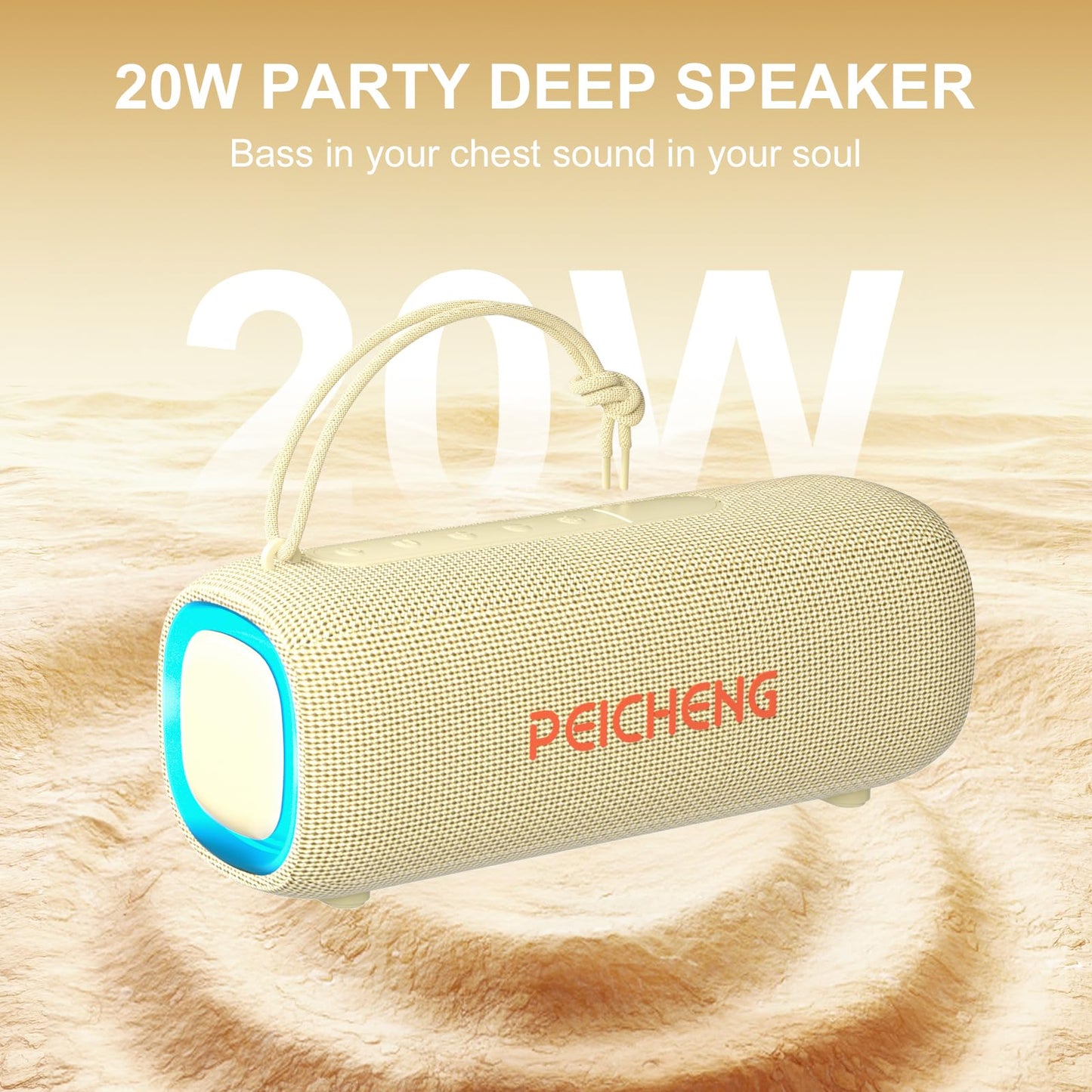 PEICHENG Bluetooth Speaker, Portable Wireless Clear Loud Stereo Sound IPX5 Waterproof with RGB Lights BT5.3 Long Playtime TWS Pairing,for Home Party
