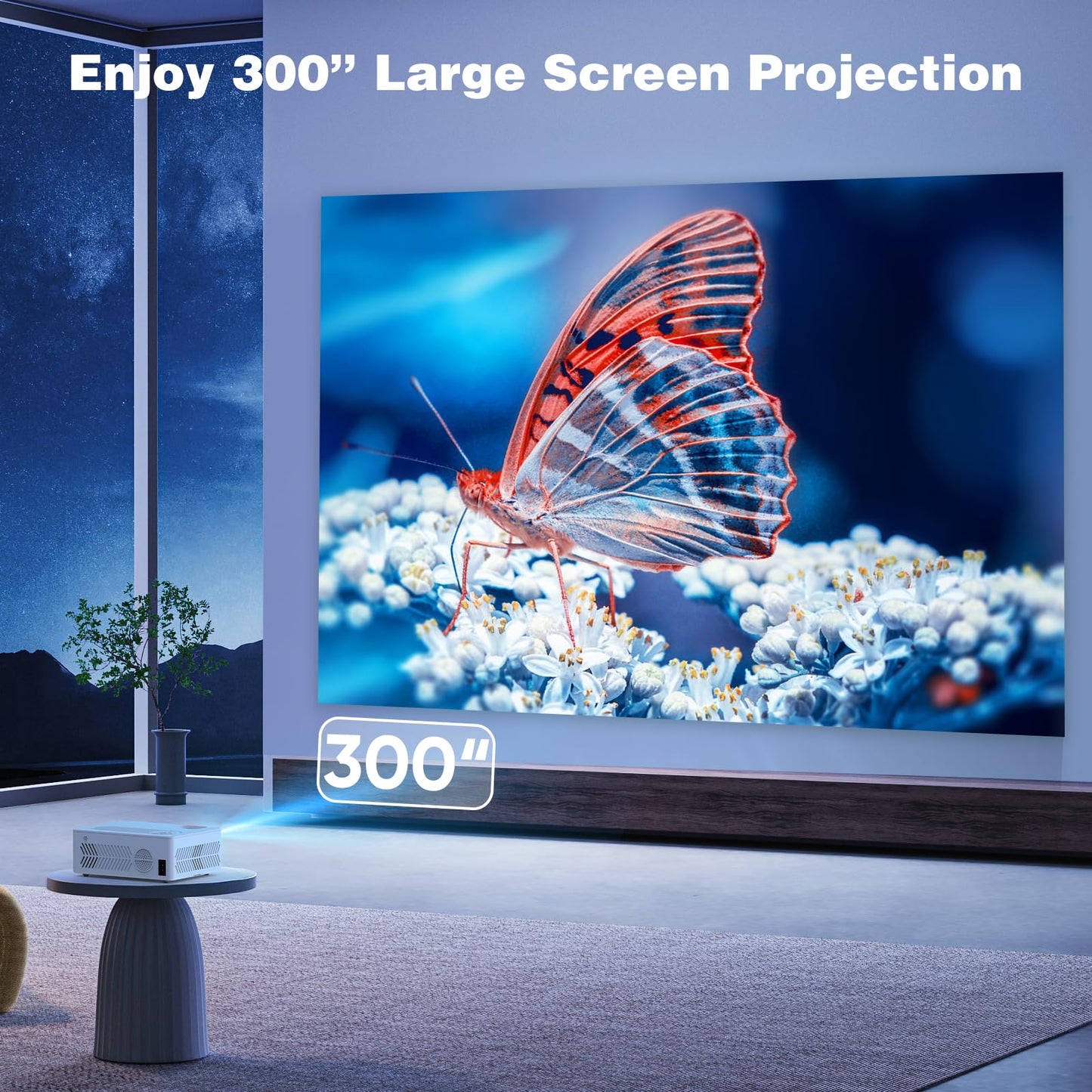5G WiFi Bluetooth Movie Projector, Real Native 1080P Outdoor Projector for Home Theater Movies, Synchronize Smartphone, Compatible with USB/TV