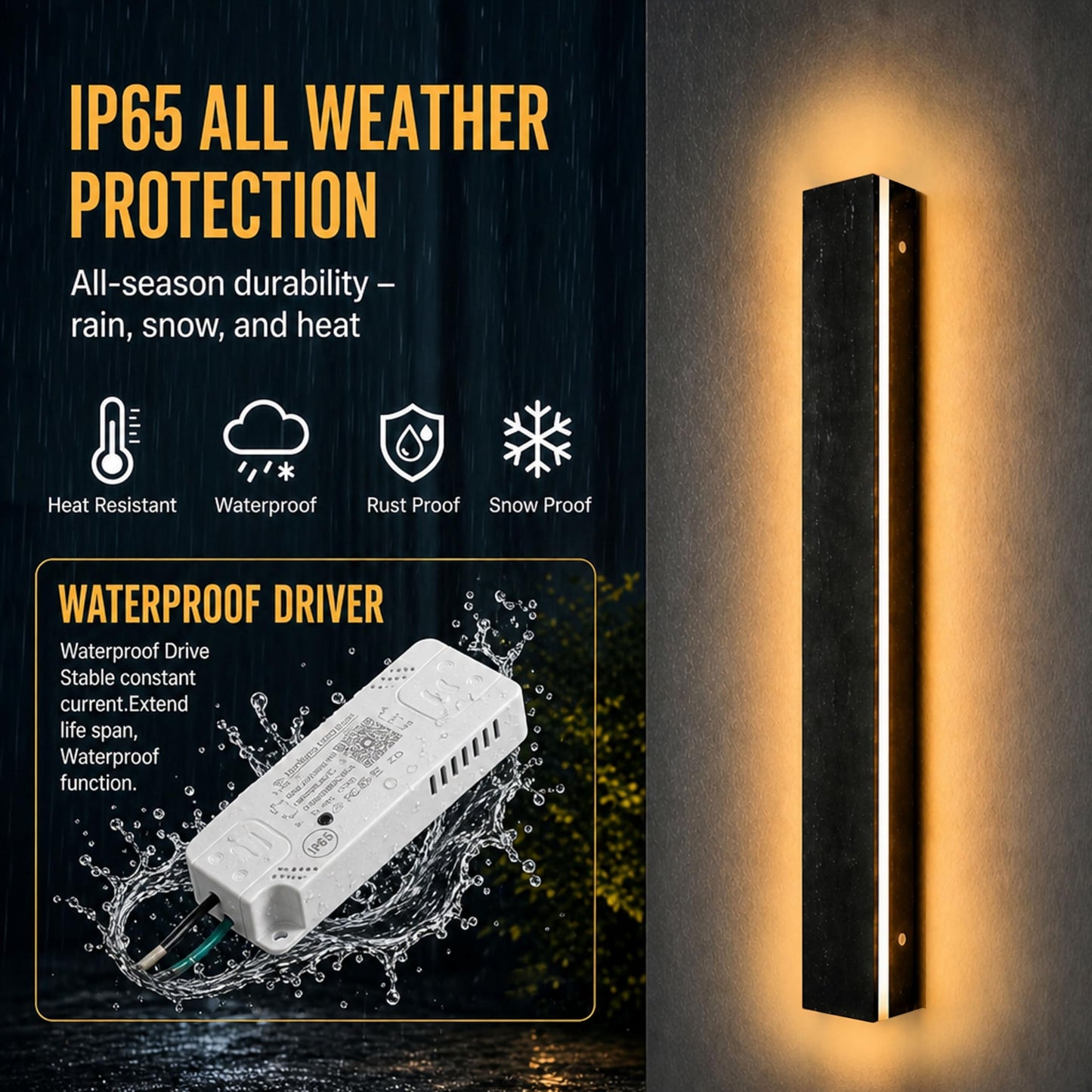 Levxhotty Upgraded 31inch 2pcs Modern Outdoor Wall Light,4.33 Inch Wide Dimmable Linear Outdoor Wall Sconce Waterproof Ip65,Black LED Long Outdoor