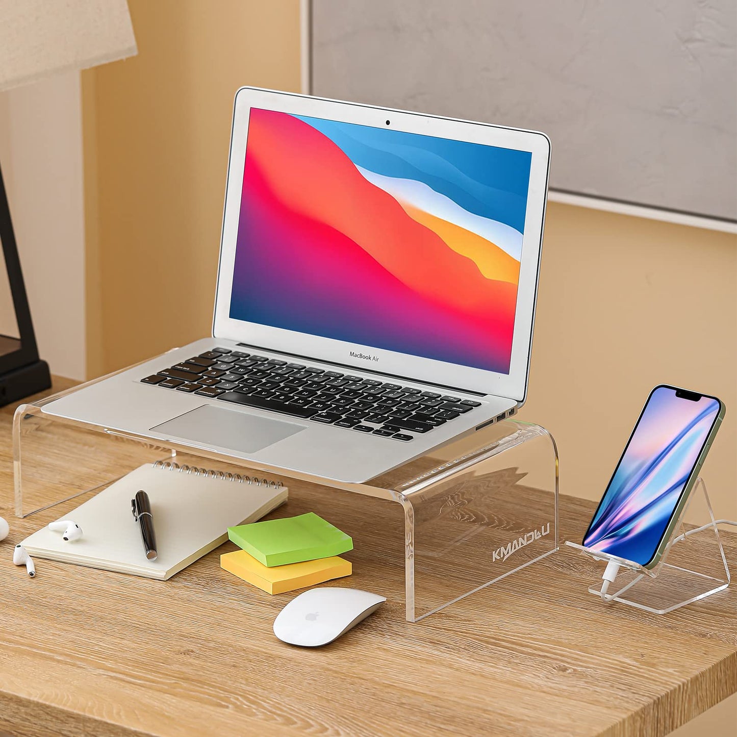 KMANDLU Premium Acrylic Monitor Stand | Clear Laptop Riser for Desk, Office and Home | Computer Stand for TV, Printer, and More | 16" L x 8" W x 4" H