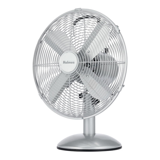 Holmes 12" Vintage Metal Table Fan 3-Speed Brushed Chrome Finish