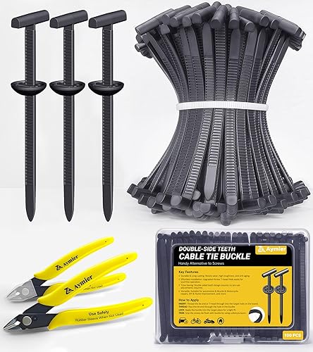Upgraded Nylon Universal Cable Tie Buckles, Nylon Zip Ties Holders Kit, Automotive Zipper Clips Self-Locking T Rivet Zipties for Car Fender Trunk