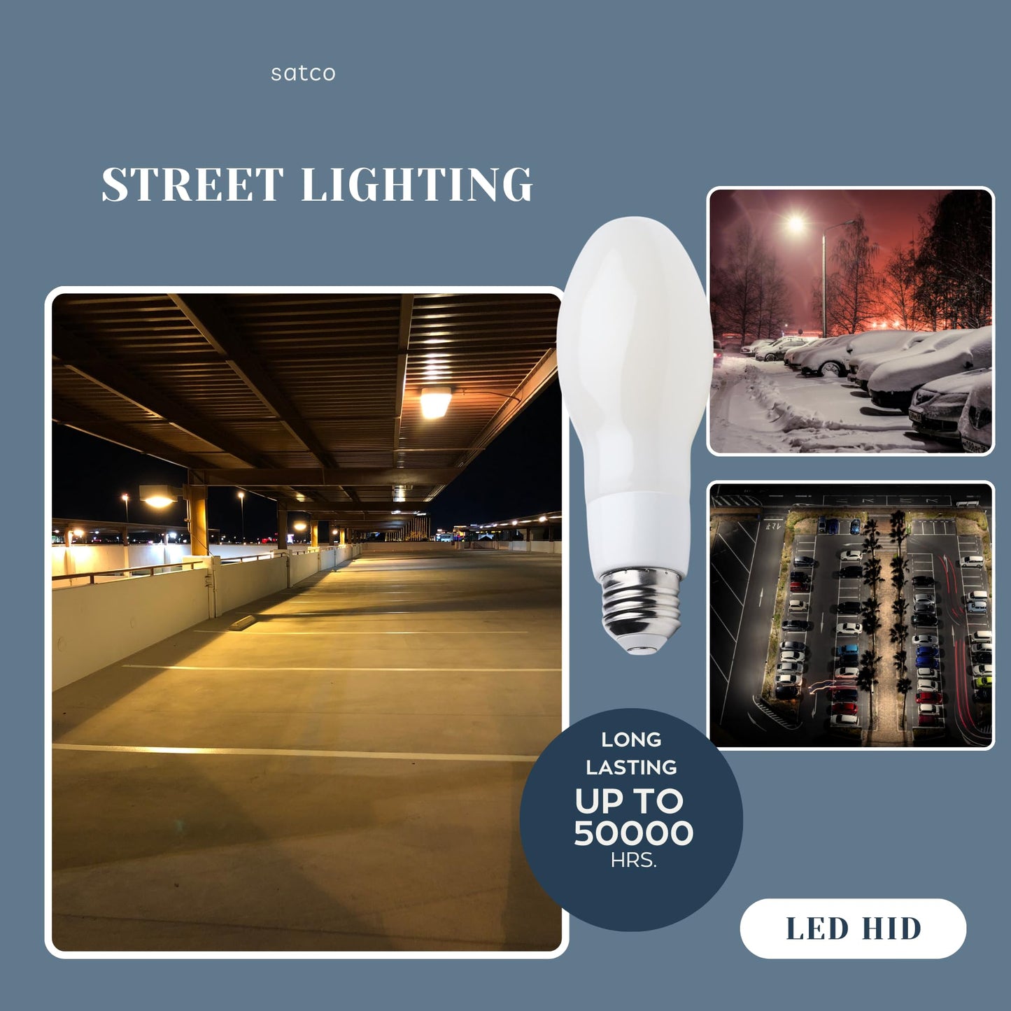 Satco 15W LED HID Replacement ED17 Bulb, 5000K Daylight, E26 Medium Base, 2000 Lumens, Ballast Bypass, Enclosed Fixture Rated, IP65 Wet Location