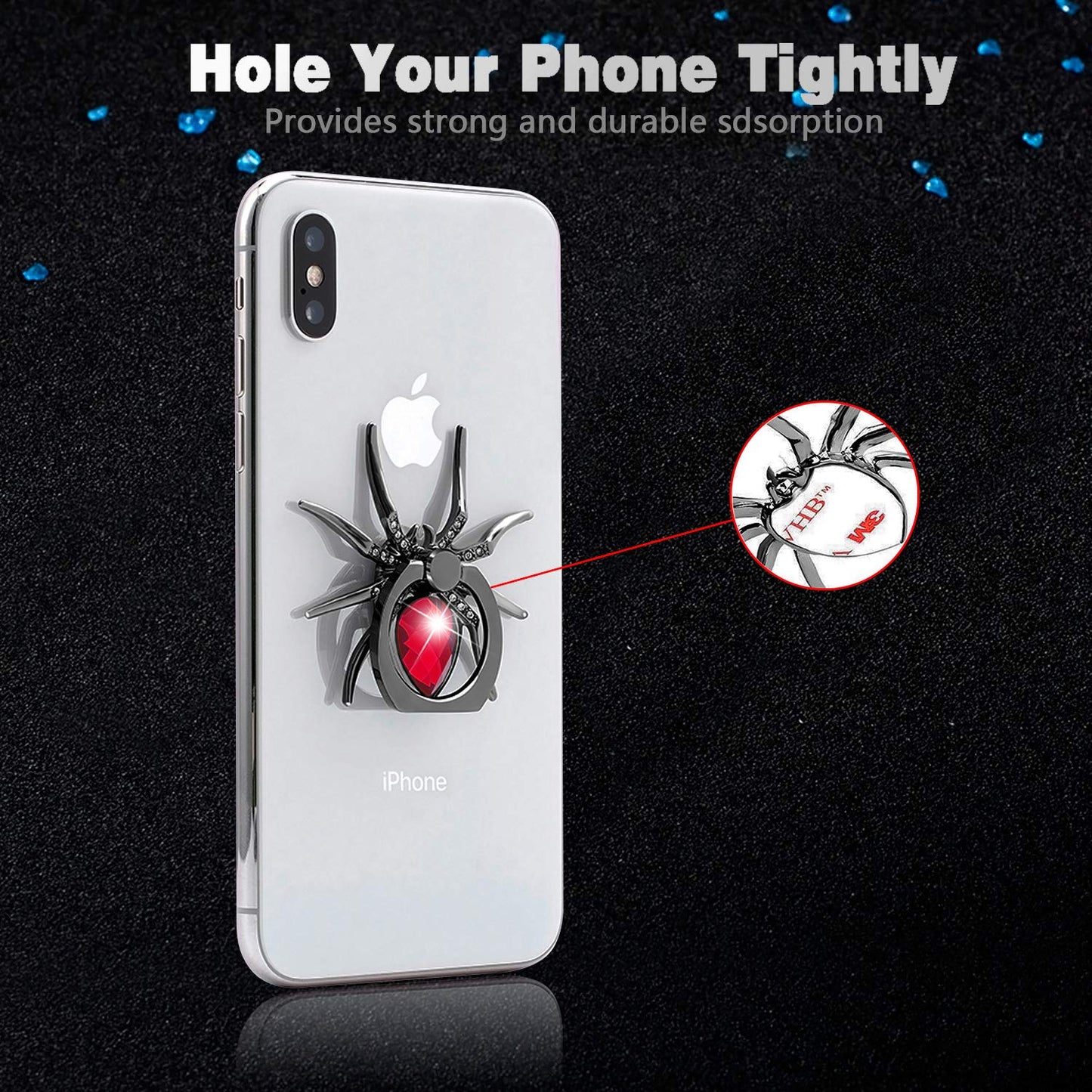 Allengel Phone Ring Holder Stand, 360 Degree Rotation Universal Spider Finger Kickstand with Polished Metal Phone Grip for Cell Phone, Red