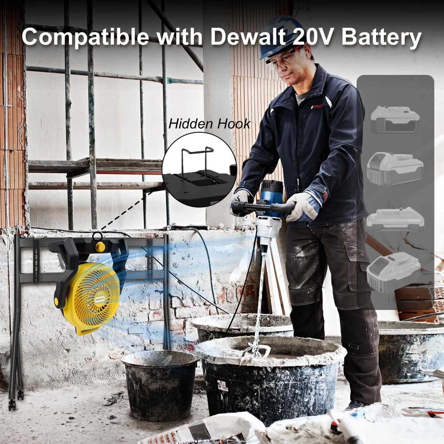 MekiPow Cordless Jobsite Fan Fit for Dewalt 20V/60V Battery