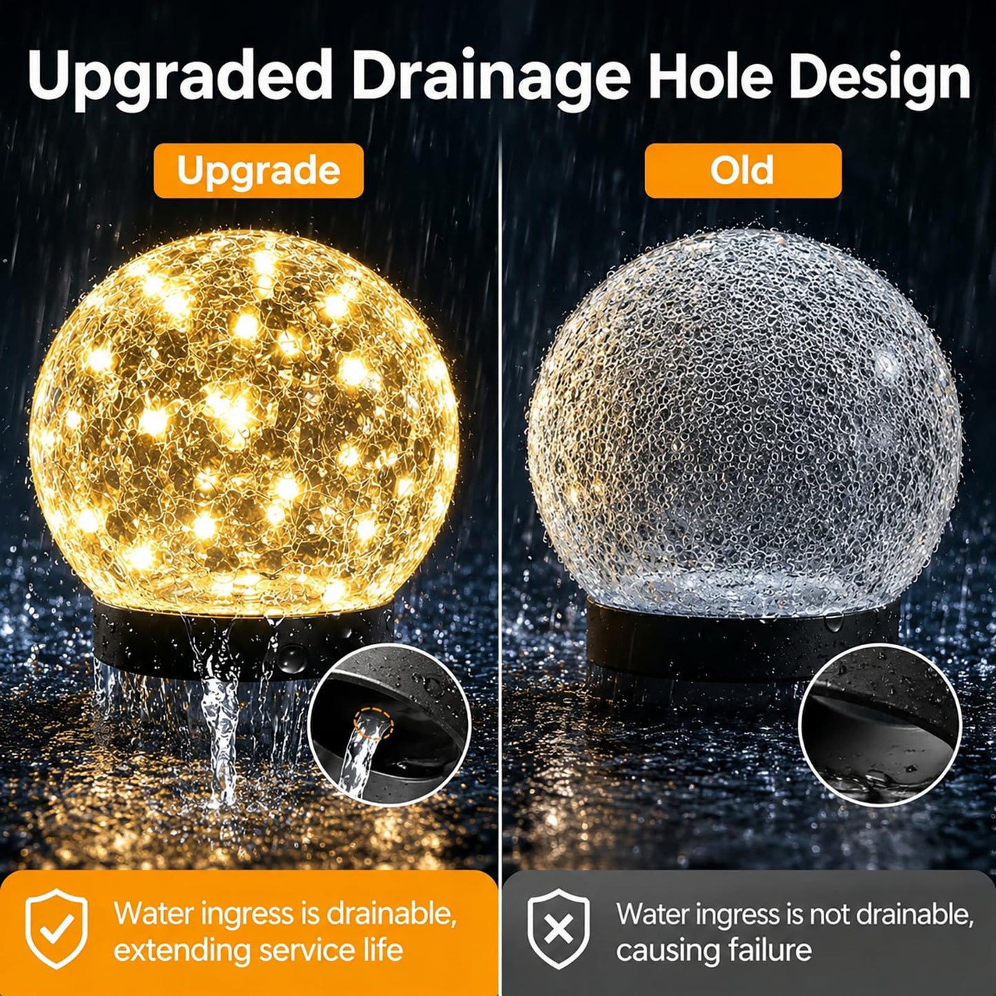 SyouHome Solar Garden Lights Outdoor Waterproof, 6 Pack LEDs Cracked Glass Ball Light, Ground Landscape Garden Decor, Solar Globe Decorative