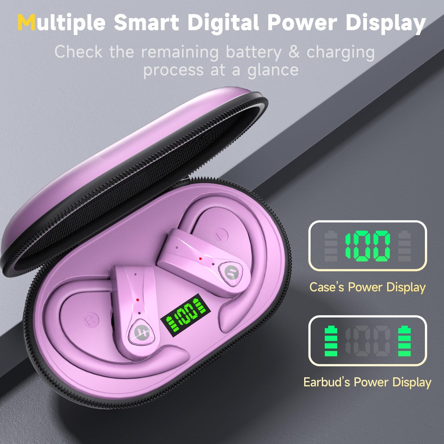Bluetooth Headphones Noise Canceling 4 Mics Clear Call Stereo Bass Sound 60H Playtime Wireless Charging Case Over Ear Earphones LED Digital Display…