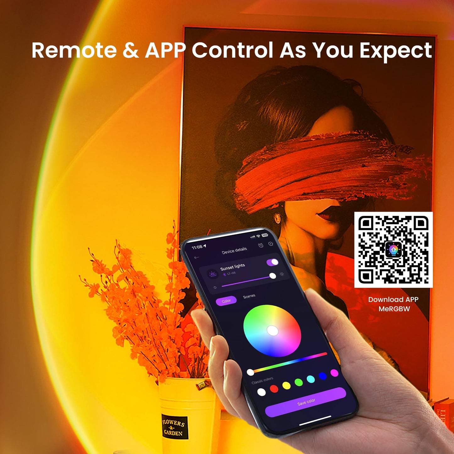Tsrarey Sunset Lamp Projection, Not Only 21 Colors Sunset Lights, 180 Degree Rotation Led Light, Push Button Switch & APP Control Projector for Party