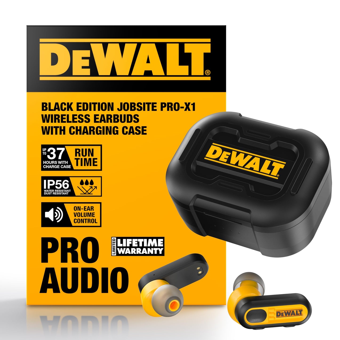 DEWALT Heavy Duty True Wireless Ear Buds, Bluetooth, Black Edition