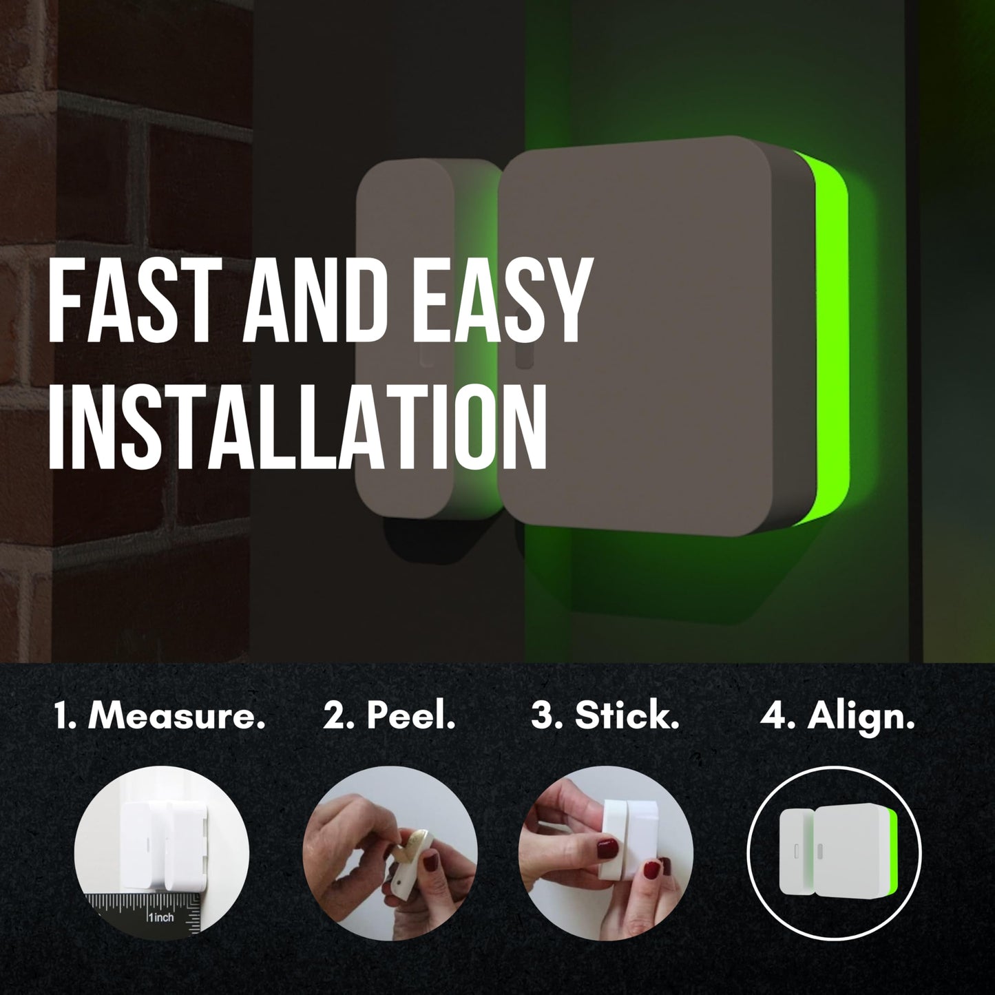 Sensor Riser Compatible with SimpliSafe | Alarm Contact Sensor Spacer - Glow in the Dark | Alarm Riser with 3M Adhesive - Sensor/Magnet Not Included