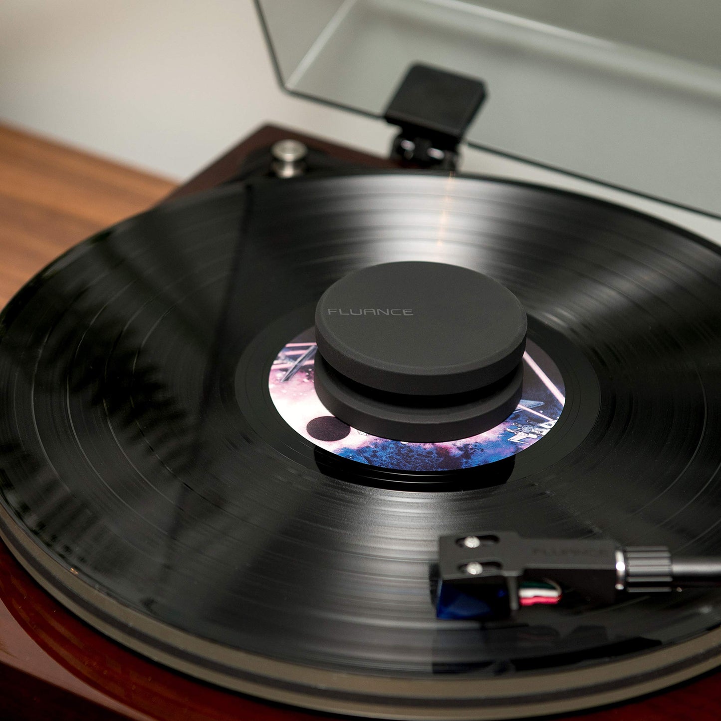 Fluance HiFi Vinyl Record Weight Stabilizer High Mass 760 gram Steel LP Disc Turntable Accessory with Antiresonance Rubberized Coating and Protective
