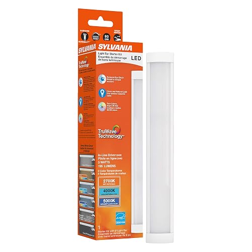 LEDVANCE Sylvania TruWave Natural Series 3-Way Selectable 9" LED Under Cabinet Light Starter Kit, Soft / Cool / Daylight, Hardwire - 1 Pack, 3 Watts