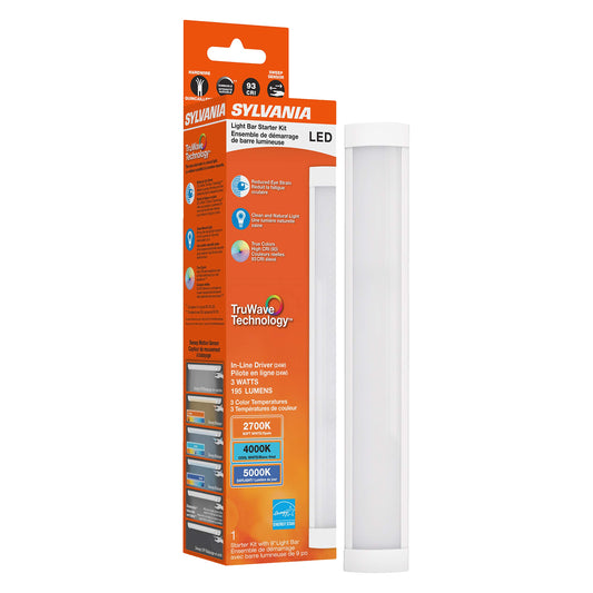 LEDVANCE Sylvania TruWave Natural Series 3-Way Selectable 9" LED Under Cabinet Light Starter Kit, Soft / Cool / Daylight, Hardwire - 1 Pack, 3 Watts