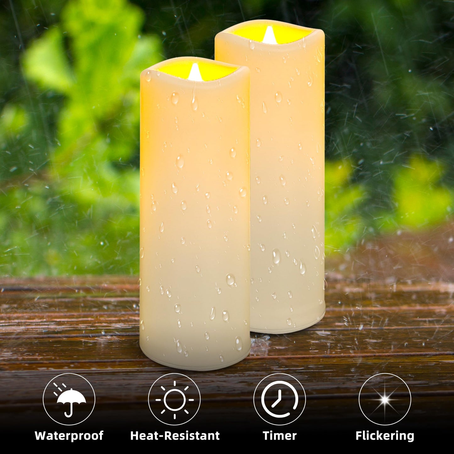 candlesee LED Flameless Candles Pack of 1, Outdoor Waterproof Candle with Remote Control& Timer, Indoor Battery Operated Flickering Pillar Fake