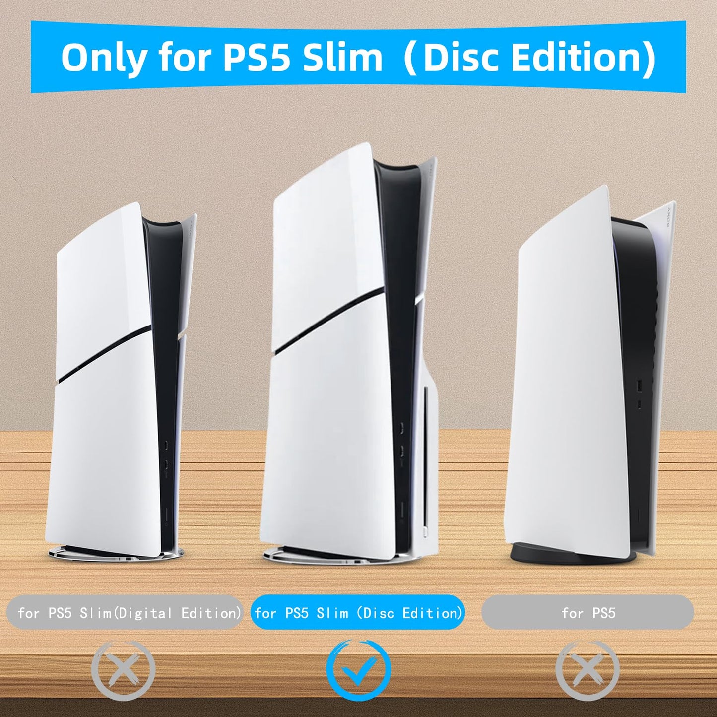YIBEICO Stand for PS5 Slim,Horizontal Stand Console Compatible with Sony PlayStation 5 Slim Disc Edition Accessories,Bracket Holder Flat