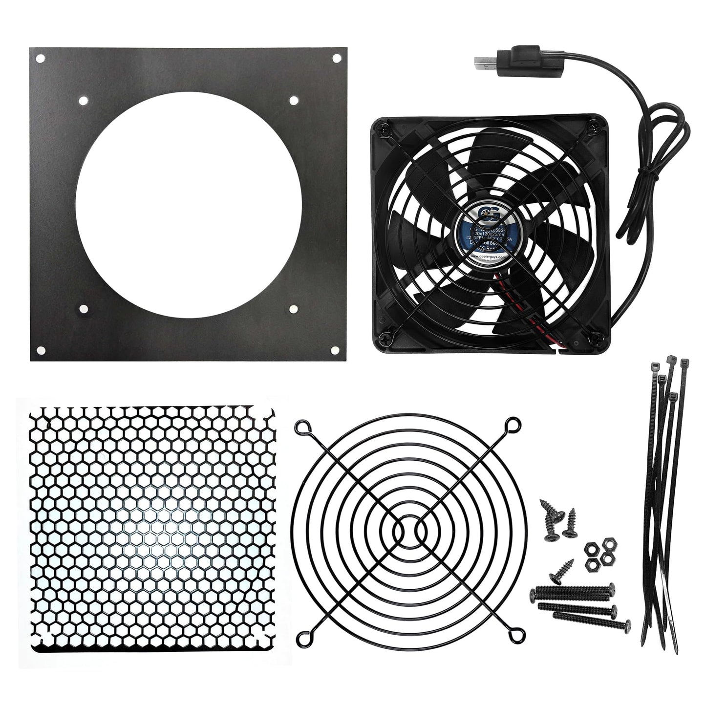 Coolerguys PRO-Metal Series Single 120mm USB Powered Cooling Kit Cabcool1201-M-USB
