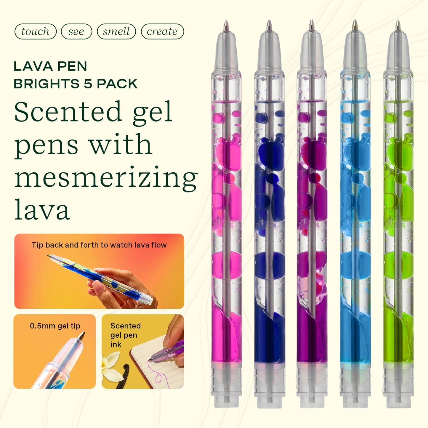 Lifelines Scented Lava Gel Pen Set, 2-Pack (Blue & Red) - 0.7mm Colored Gel Pens Infused with Scented Essential Oil Blends & Mesmerizing Lava - School