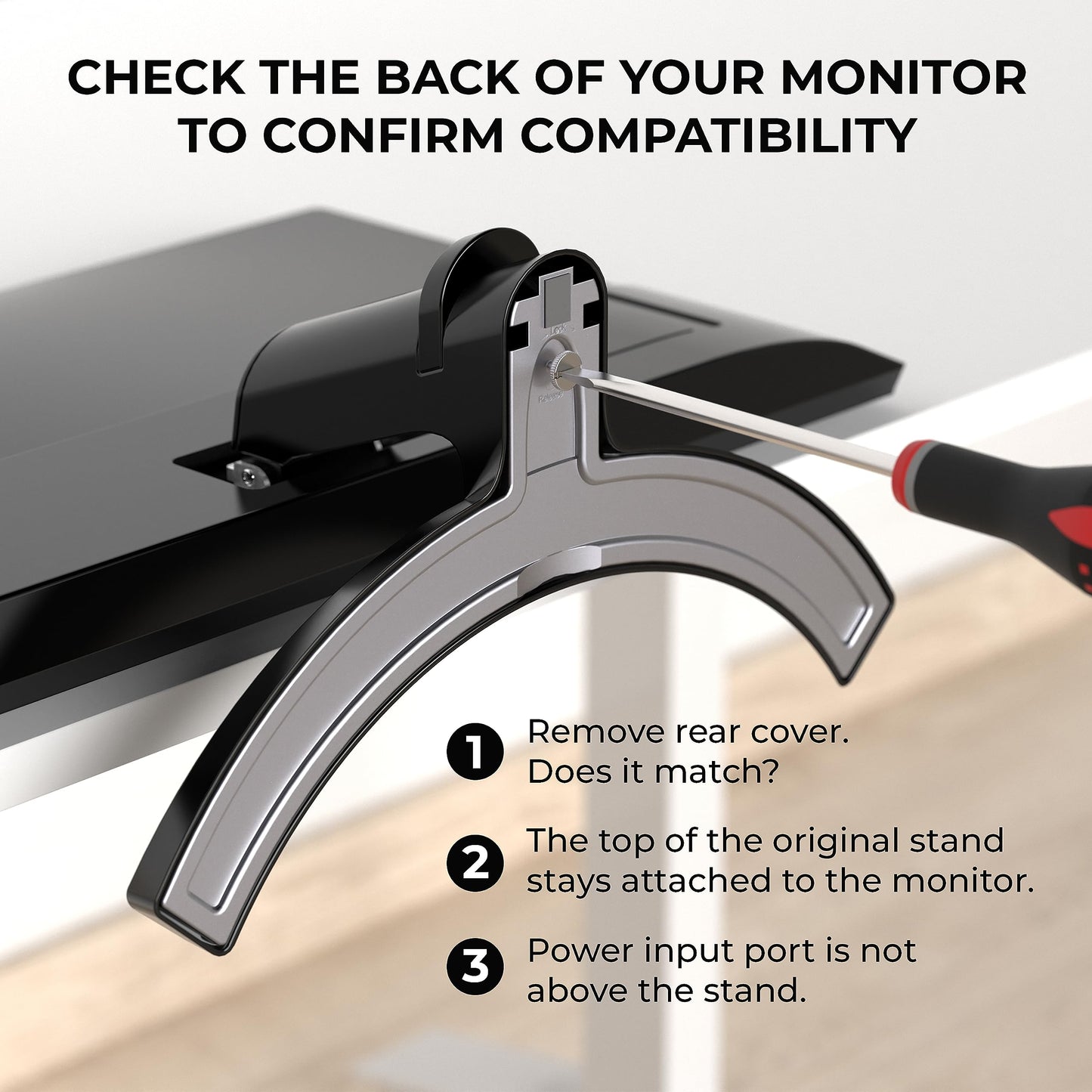 HumanCentric VESA Mount Adapter Compatible with LG Monitors 24MP58VQ, 24MP58VQ-P, 24MP59HT, 24MP59HT-P, and 24MP60VQ, Mounts Monitor to VESA Stand