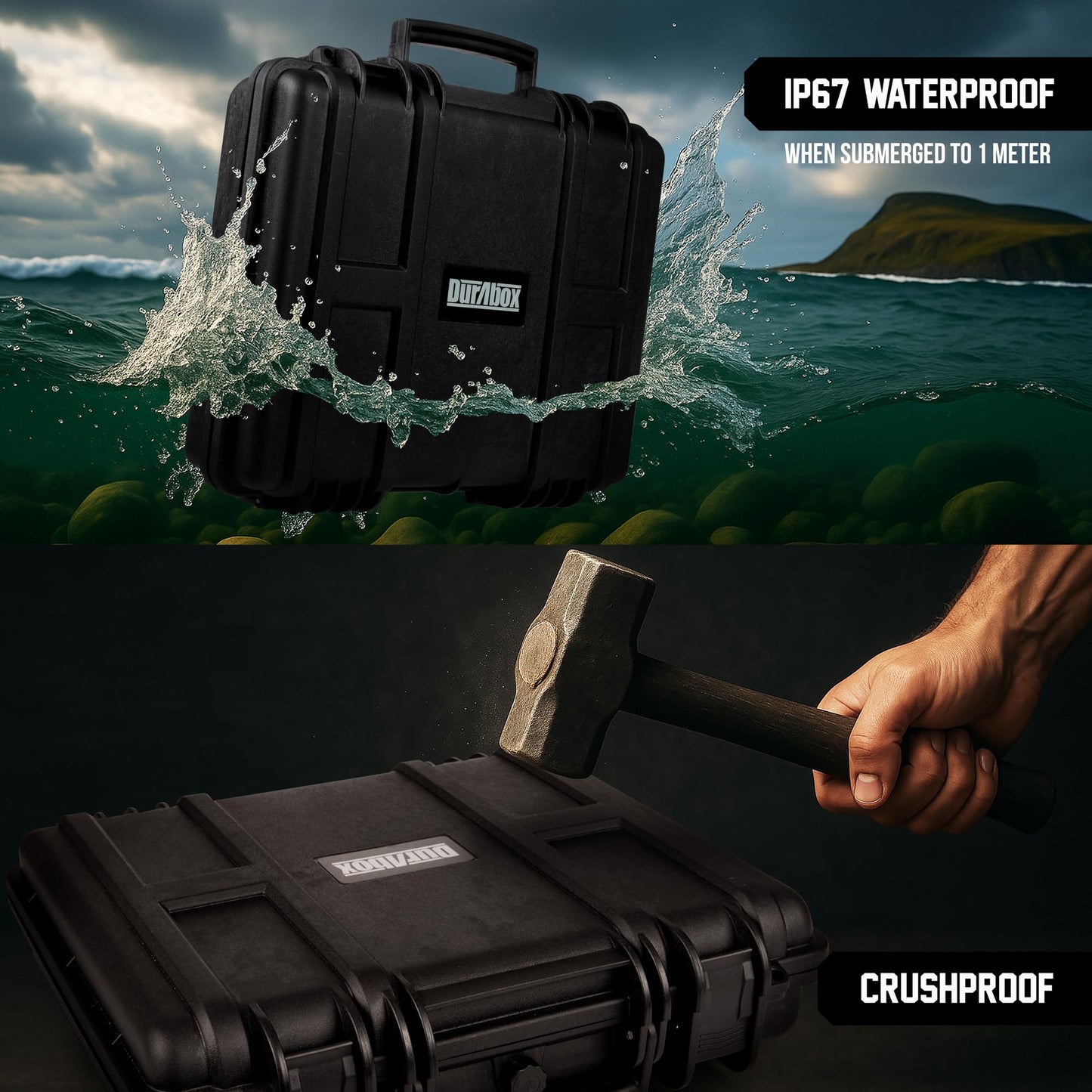 Durabox All Weather Hard Case 16 x 14 x 4” - TSA Approved Hard Shell Travel Case with Customizable Foam for Laptops, Electronics, Guns, Pistols
