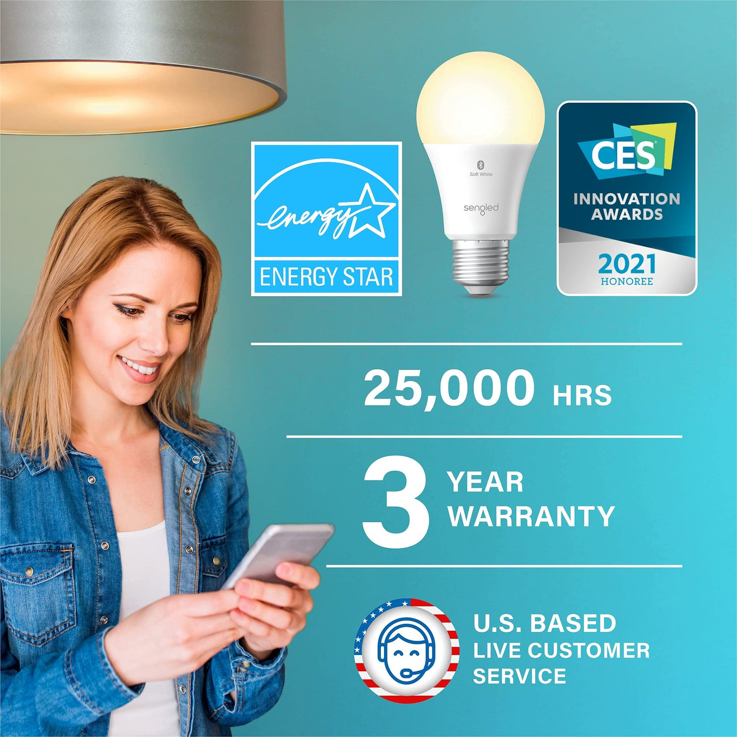 Sengled Alexa Light Bulb, S1 Auto Pairing with Alexa Devices, Warm Light Bulbs, Smart Light Bulbs that Work with Alexa, Bluetooth Mesh Smart Home