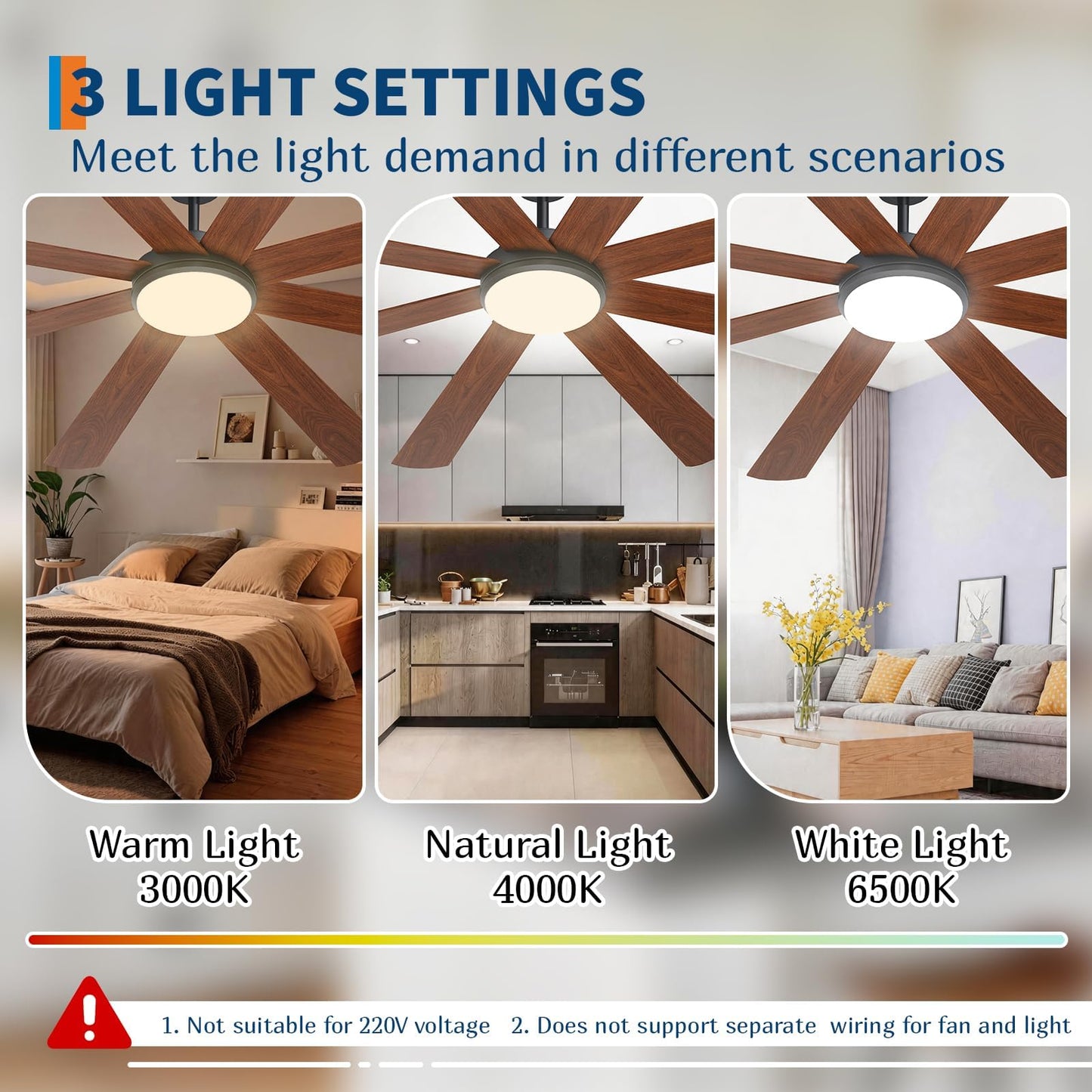 JustSmart 72 Inch Ceiling Fan with Lights & Remote
