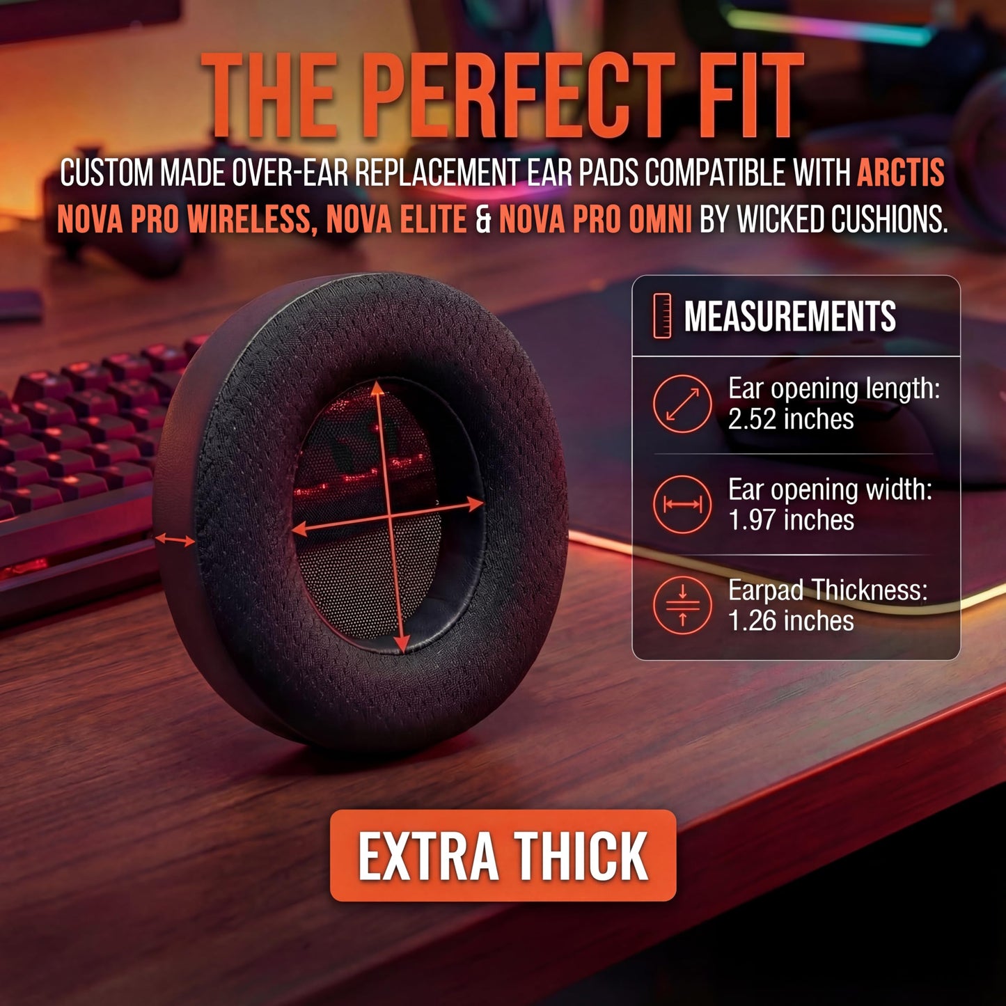 WC Freeze Nova Pro Wireless - Cooling Gel Earpads for Arctis Nova Pro Wireless, Nova Elite & Nova Pro Omni (Doesn’t Fit Other Models), by Wicked