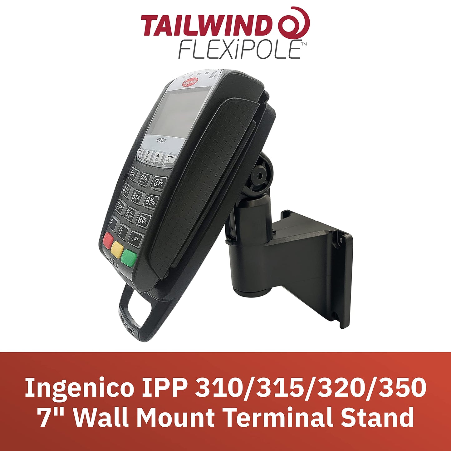 ENS Tailwind Ingenico IPP310/315/320/350 7" Wall Mount Terminal Stand, Black