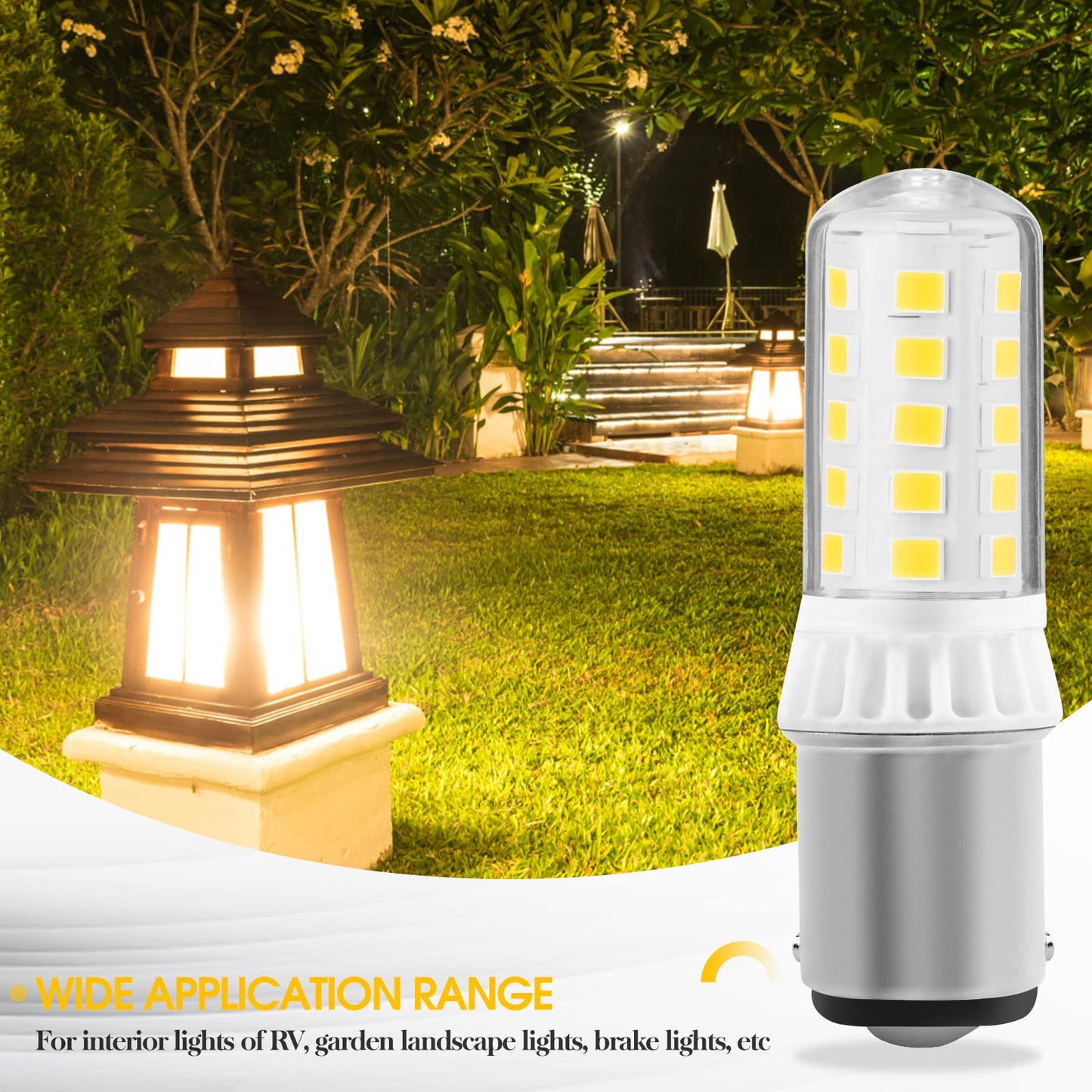 Becuice BA15D 3W 12-24V AC/DC 350LM Double Contact Bayonet with Push-in Base for Outdoor Landscape Lighting Path Deck Lights RV Lighting Compatible