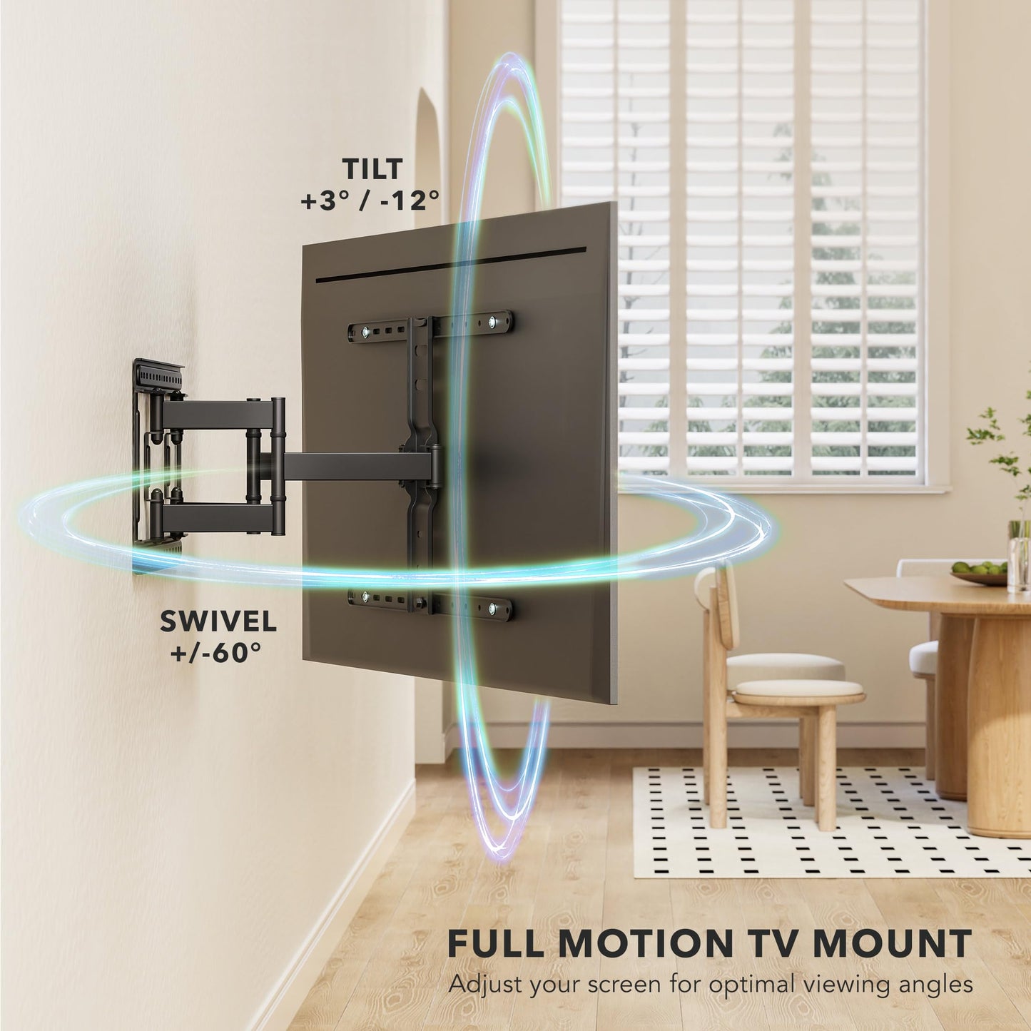 Mount-It! ADA Compliant Ultra Slim Full Motion TV Wall Mount, 1.1" Thin Low Profile Articulating Bracket for 43-90 Inch TVs, Heavy-Duty Swivel, Tilt