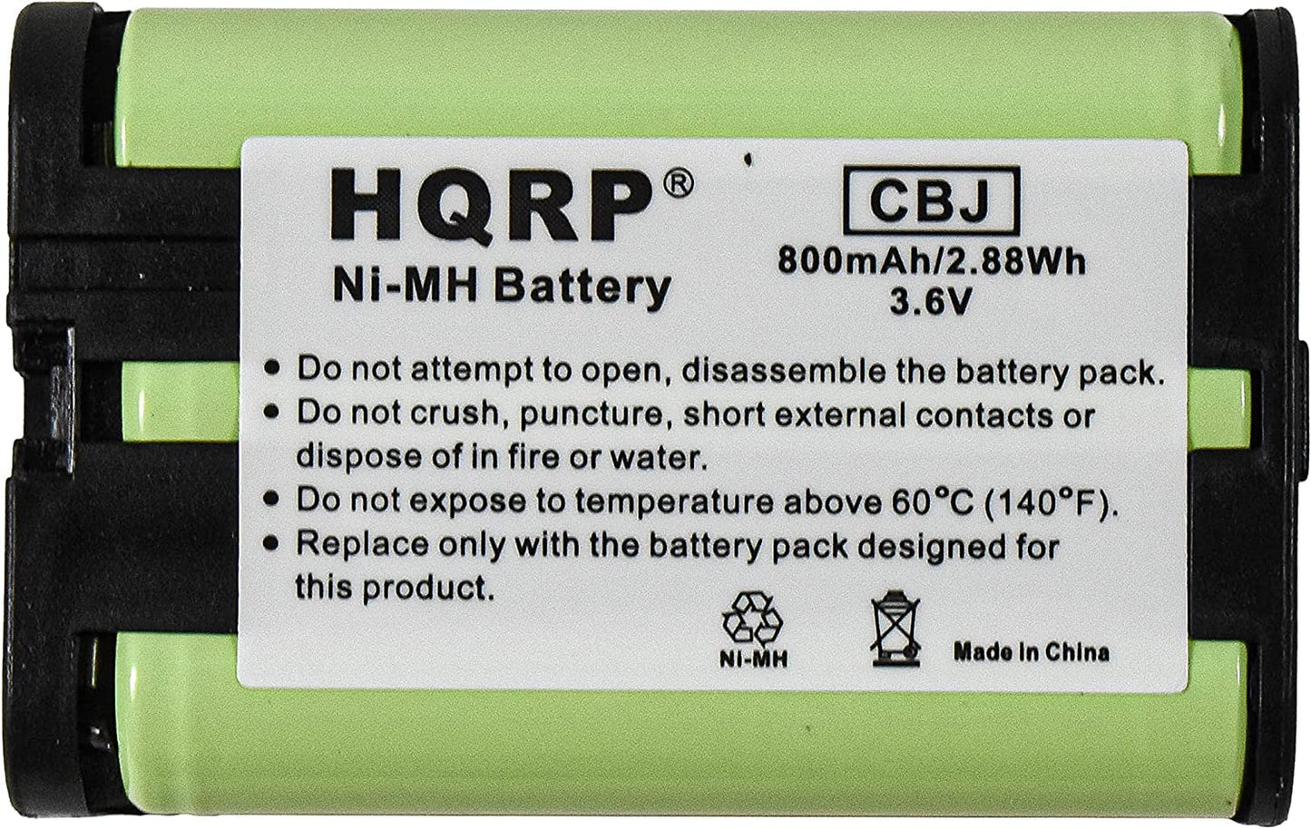 HQRP 2-Pack Phone Battery compatible with Panasonic HHR-P107 HHR-P107A KX-TGA301 KX-TGA351 KX-TGA600 KX-TGA600B KX-TGA600M KX-TGA600S KX-TGA601