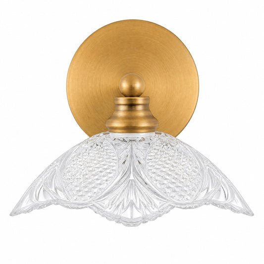 JSDKIUT Bathroom Vanity Light, 9.05 Inch Single Light Brushed Antique Brass Wall Sconce, Vintage E12 Bathroom Light for Mirror, Euro Classic Lighting