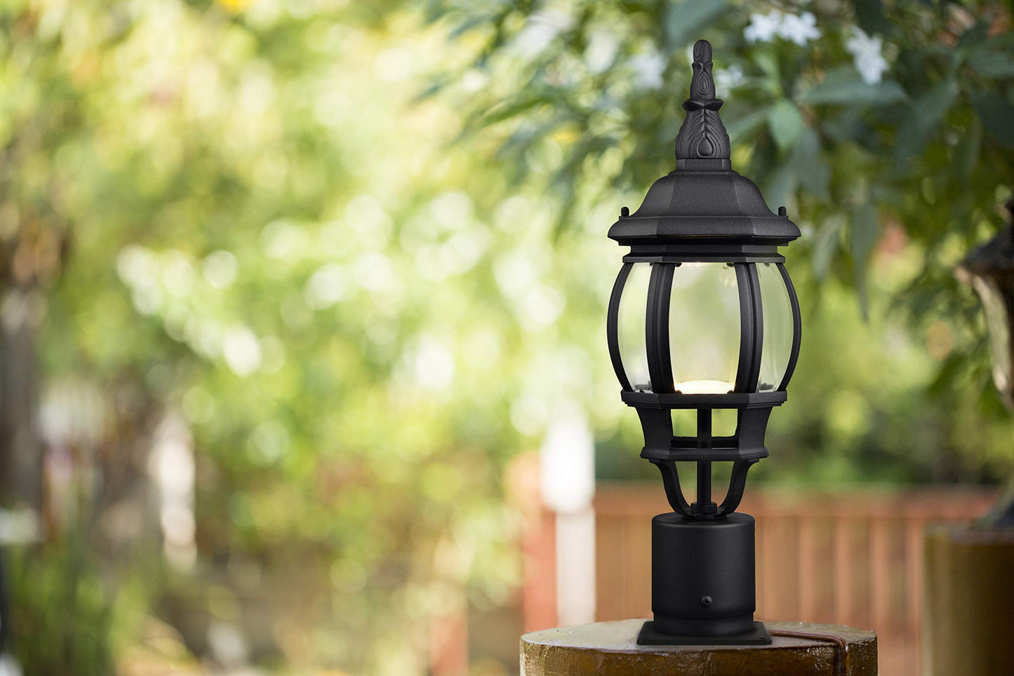 Design House Outdoor Pier Mount Base for Post Lights, Fits Standard 3-Inch Post Top Lanterns, Weather-Resistant Cast Aluminum, Black Finish, Mounting