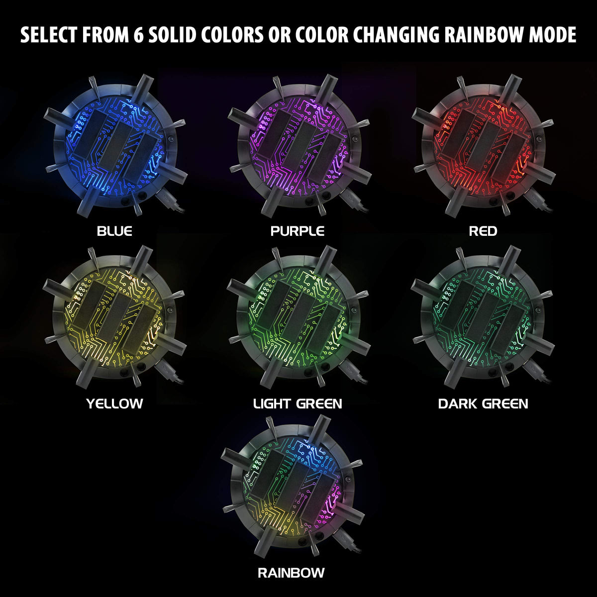 Enhance Pro Gaming Mouse Bungee Cable Holder 4 Port USB Hub with 7 LED Color Modes, Cable Management Support, Improved Accuracy and Weighted Design