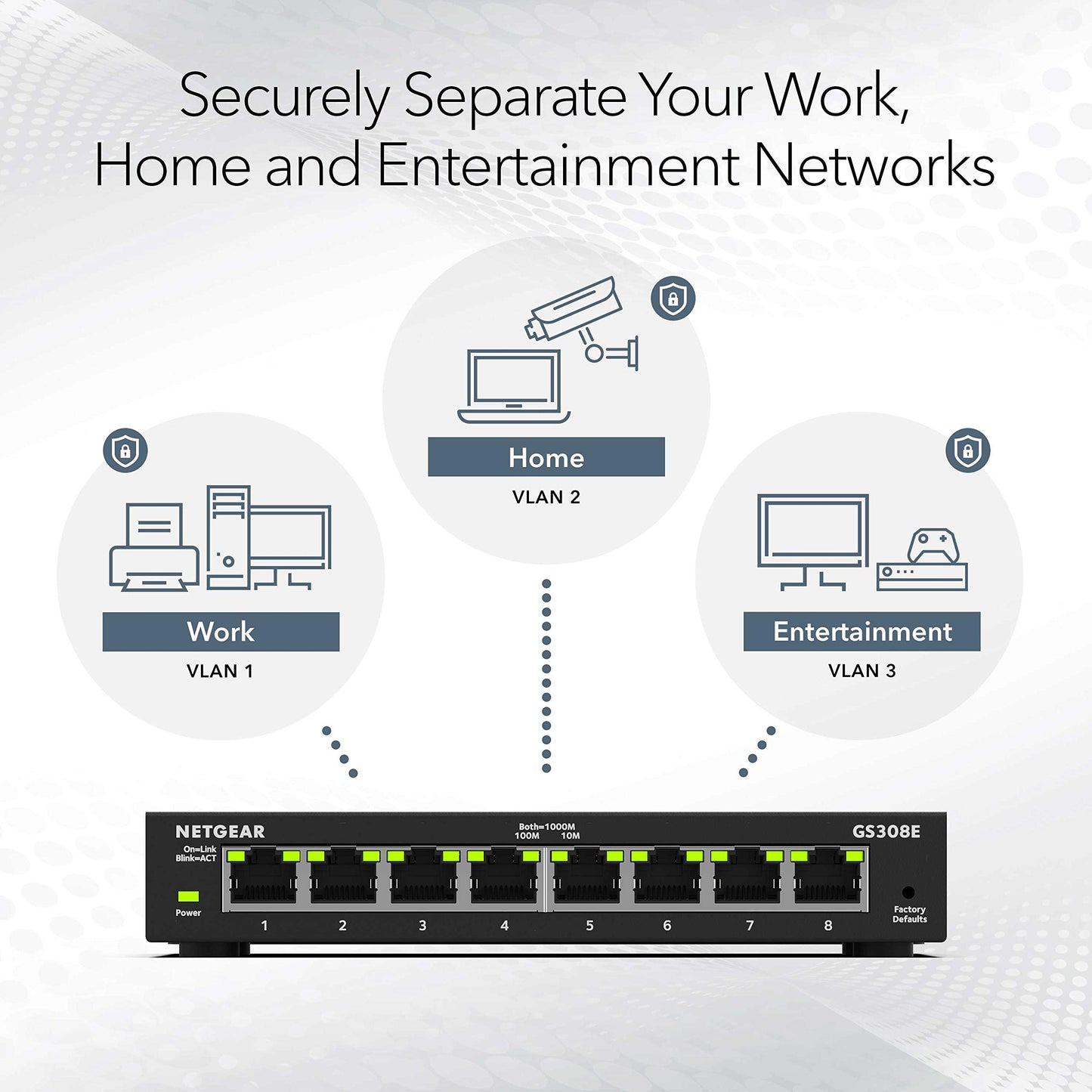 NETGEAR 8-Port Gigabit Ethernet Easy Smart Managed Essentials Switch (GS308E) - Desktop or Wall Mount, Home Network Hub, Office Ethernet Splitter