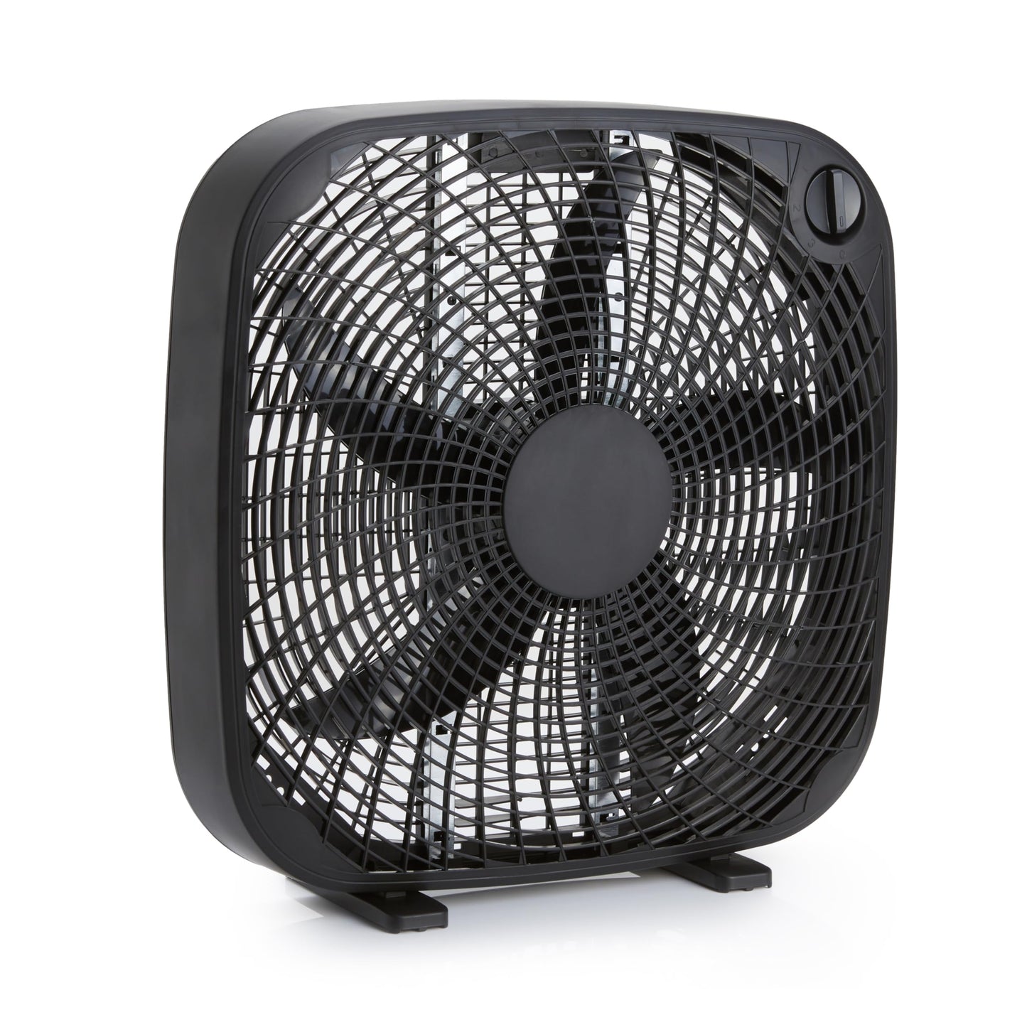 Amazon Basics 3-Speed Box Fan for Bedroom, Portable with Carry Handle, Powerful Airflow, 5 Blades, Lightweight Design, 67 Watts, 20-Inch, Black, 6.8"D