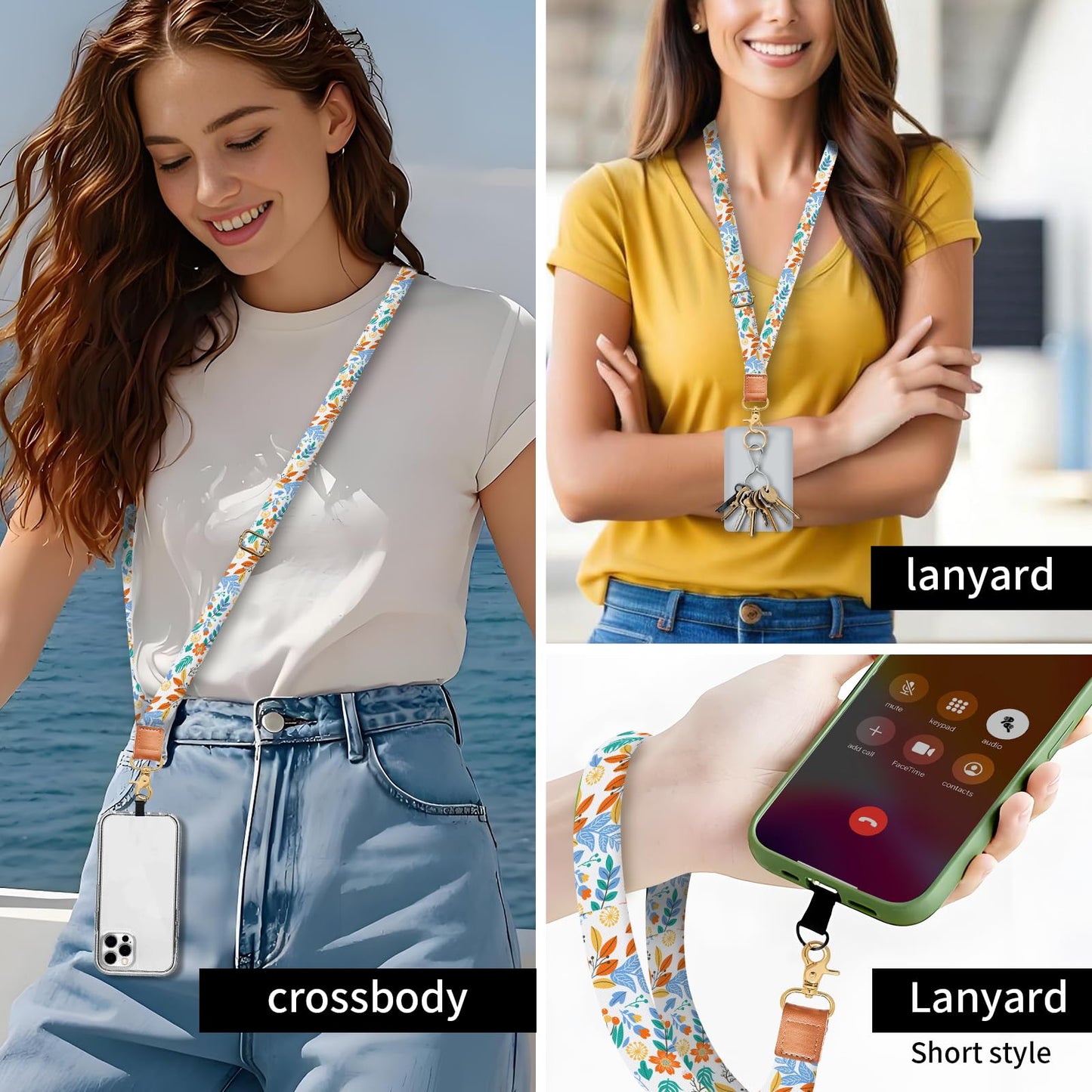 DARUIXZ Phone Lanyard Crossbody Wrist Strap, Universal Adjustable Neck Strap for Phone Case Keys ID Badges, Phone Accessories Travel Essential