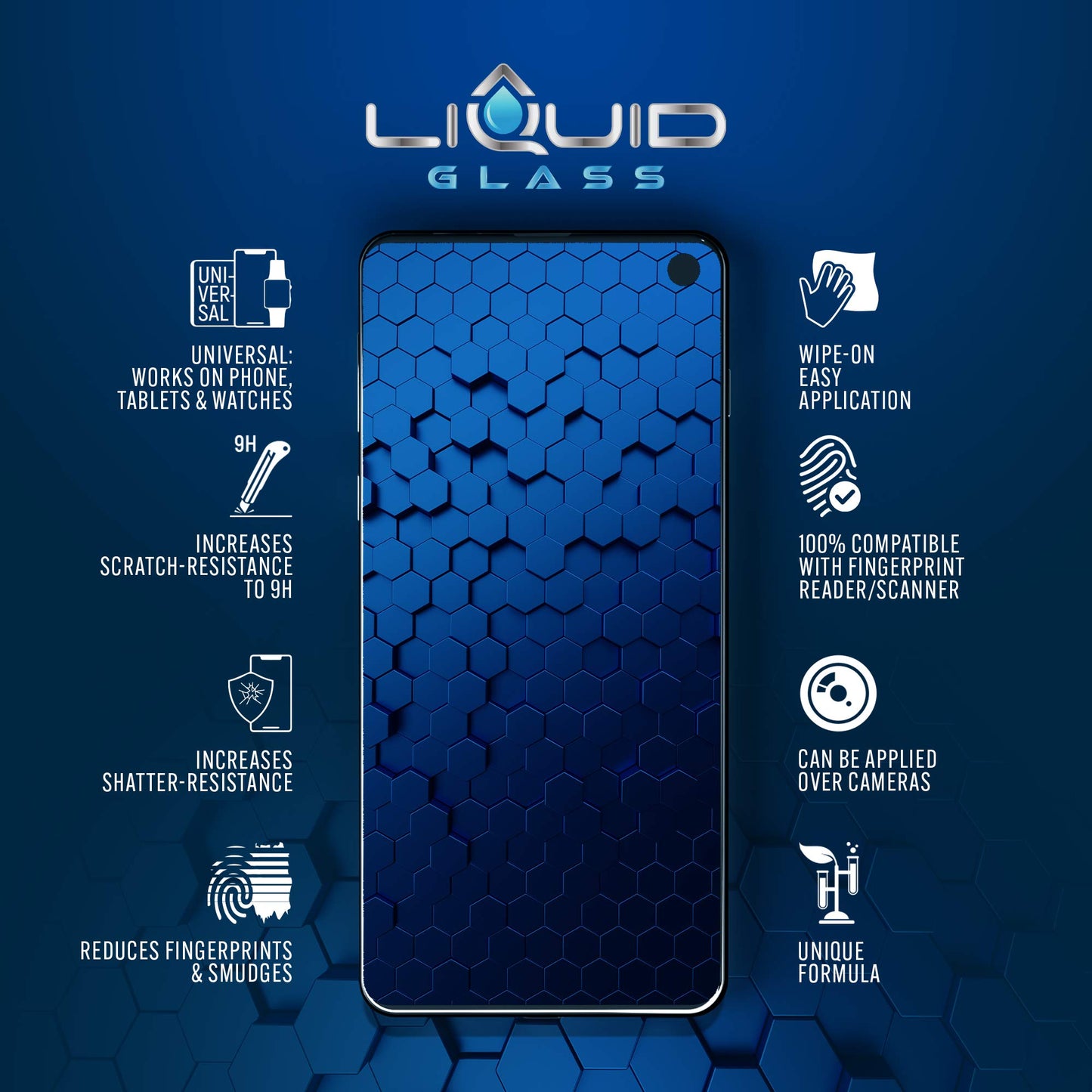 LIQUID GLASS Screen Protector Wipe On Scratch and Shatter Resistant Nano Protection for All Phones Tablets Smart Watches - Universal (New