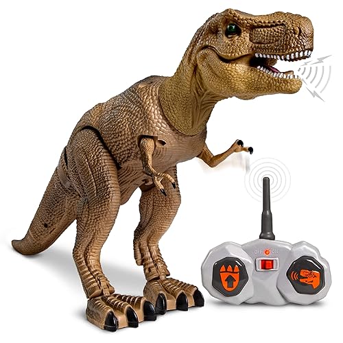 Discovery™ Remote Control T-Rex Dinosaur - Realistic Jurassic RC Action Figure with Walking Legs, Roaring Sounds, Chomping Mouth| Dinosaur Toys…