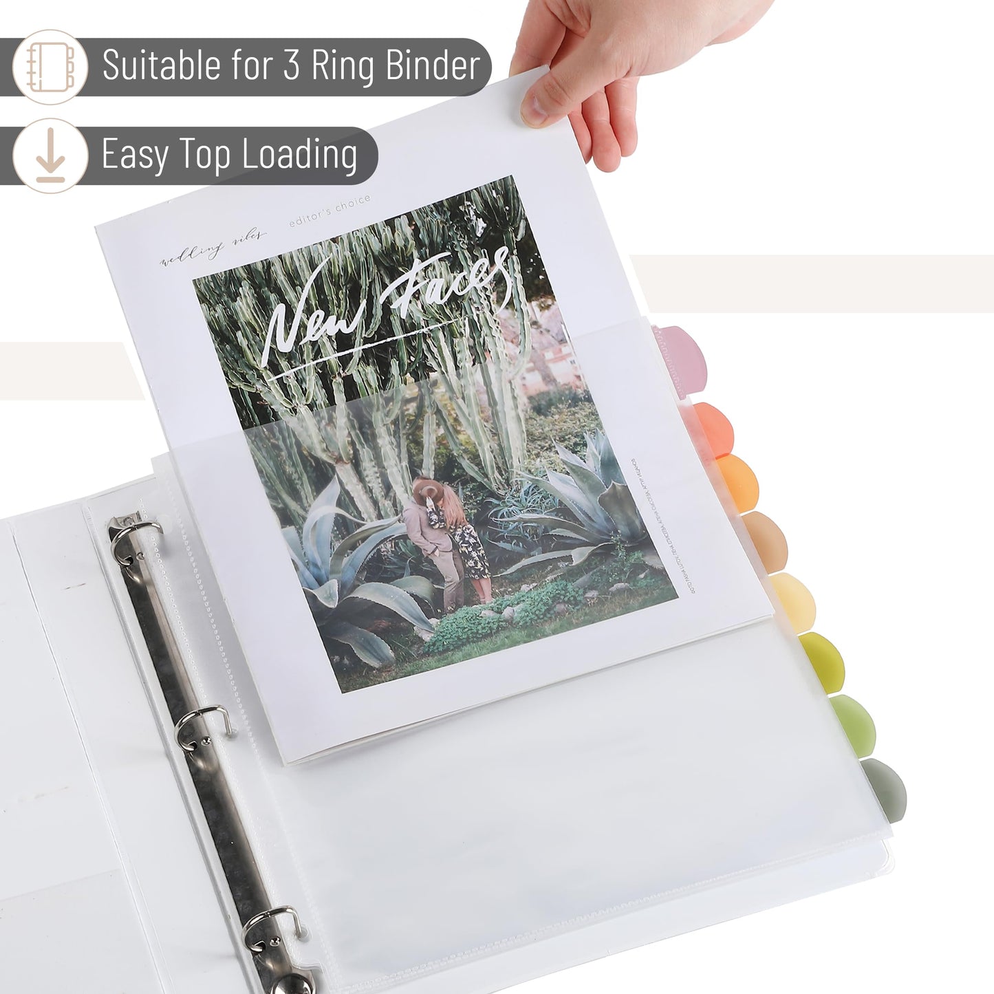 Mr. Pen- Clear Sheet Protectors with Tabs, 8.5x11 Inches, 8 Tabs, 2 Sets | Durable Clear Plastic Dividers for 3 Ring Binders, Insertable Index Page