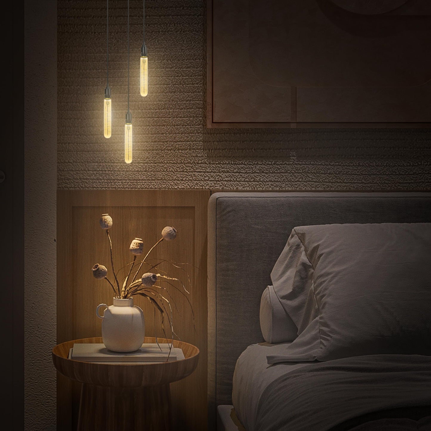 Feit Electric Vintage Exposed Filament Amber Glass LED T10L with a Medium E26 Base Light Bulb - 40W Equivalent - 10 Year Life - 200 Lumen - 2100K Soft