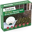 Tupkee Christmas Light Net - 150 Clear Warm Mesh Lights - Random Shimmering Twinkle Lights - 21 of 150 Bulbs Twinkle - 4 ft x 6 ft - Outdoor/Indoor
