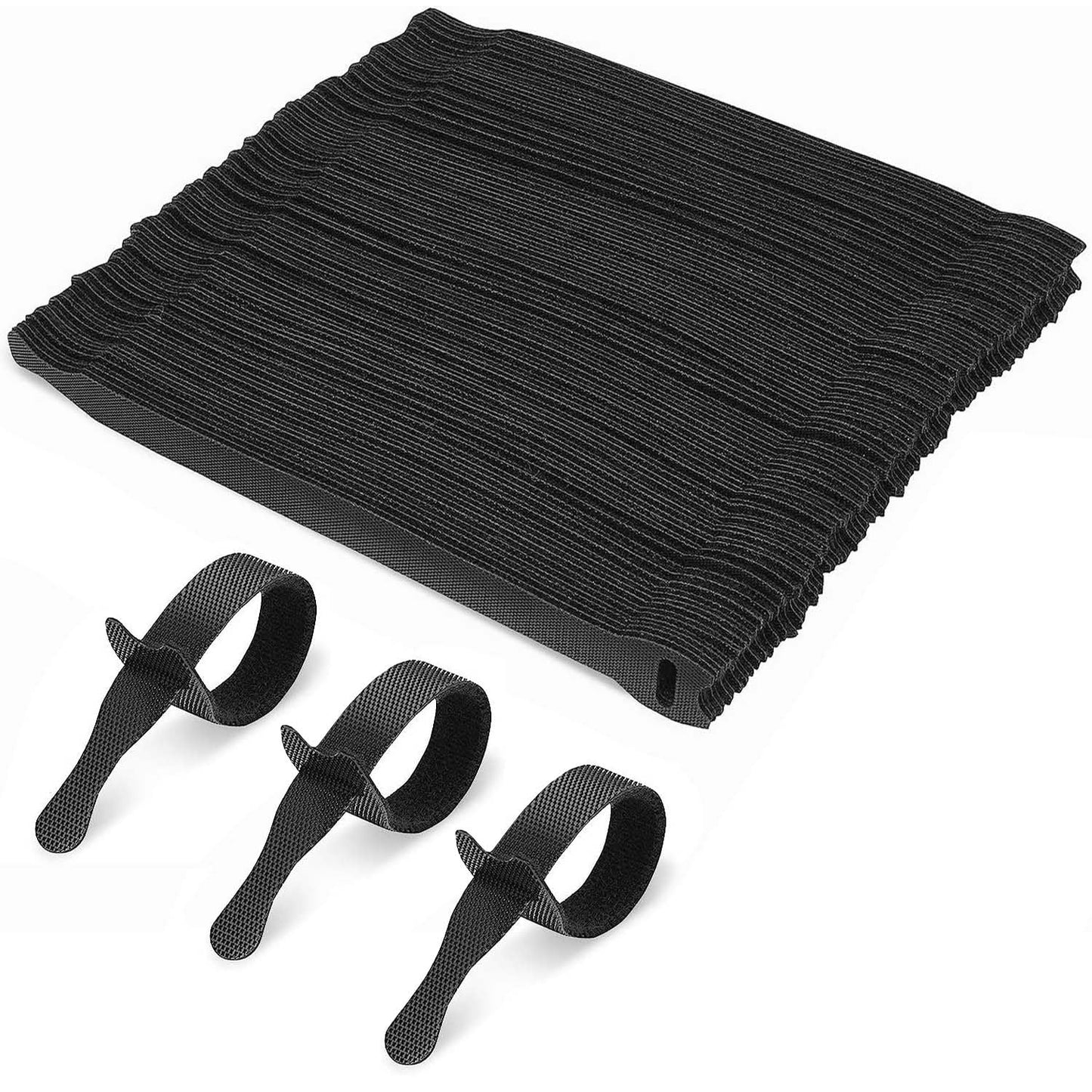 Starument Hook and Loop Cable Ties (8 x 1/2 inch, 100-pack), Premium Industrial Grade and Reusable Fastening Cord Straps for Home, Office