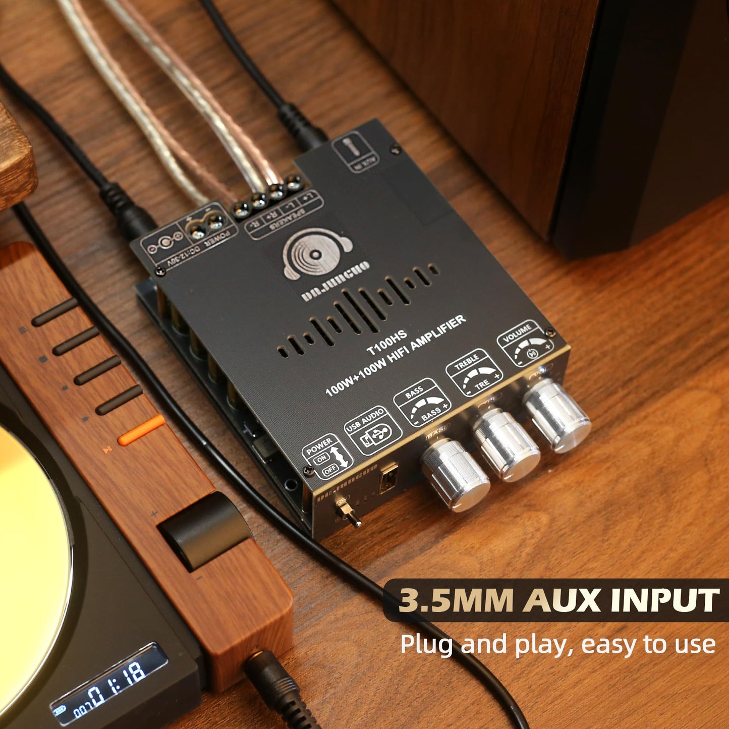 T100HS Power Amplifier Board Bluetooth5.2 TPA3221 Chip 2.0 Channel 100W×2,Audio Power Amplifier