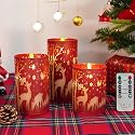 Daord LED Candles Flameless Candle with Remote Control and Timer Glass Covered Cups Real Wax for Christmas Thanksgiving Party Decor (3pcs?Red)